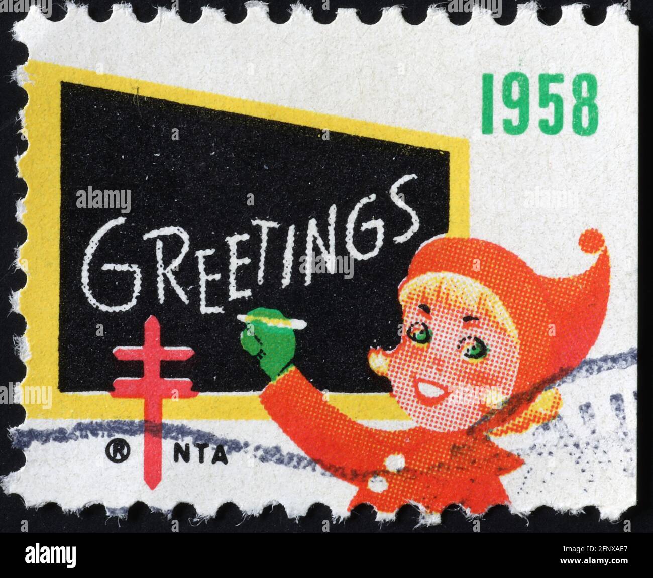 Weihnachten 1958 auf amerikanischer Briefmarke gefeiert Stockfoto