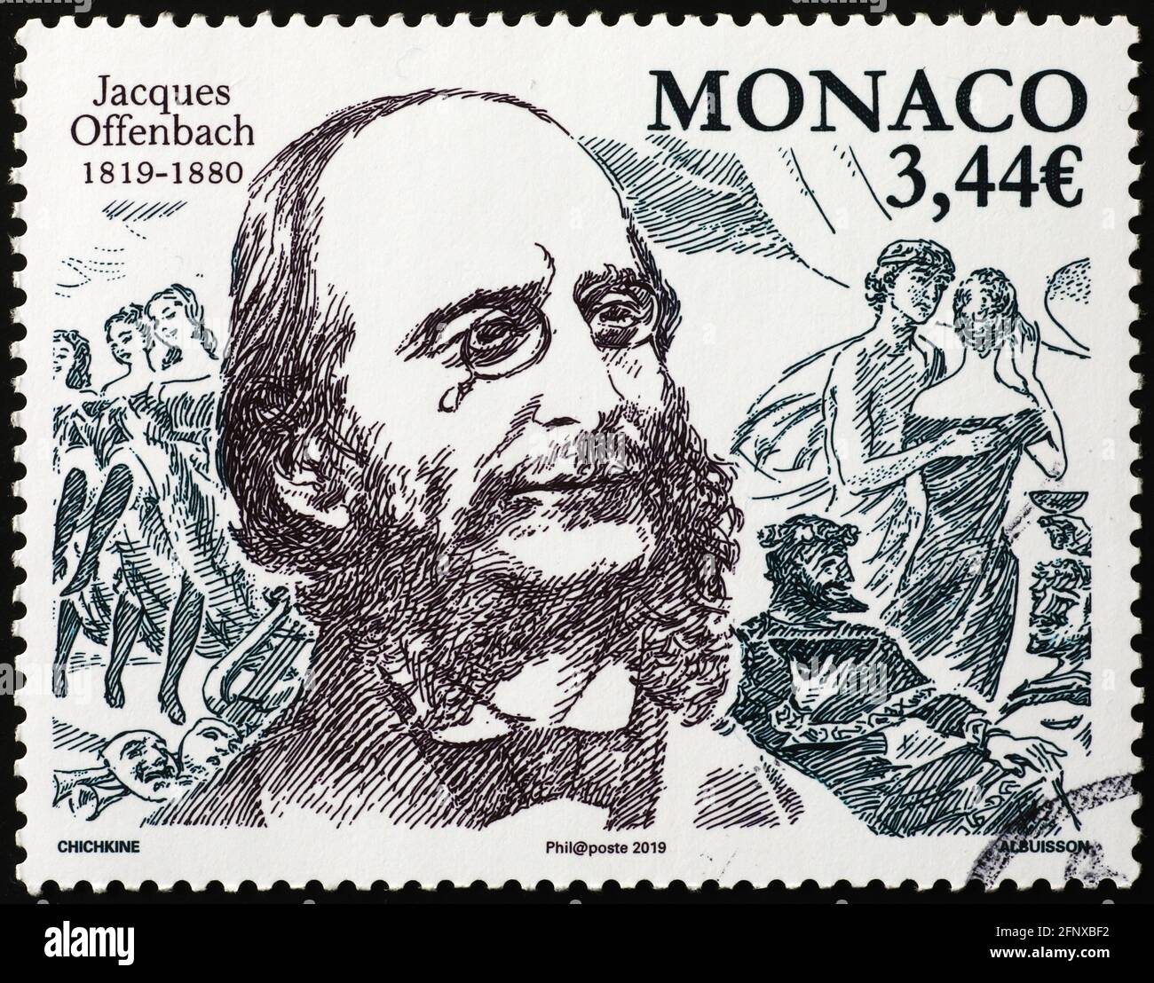 Jacques Offenbach auf Briefmarke von Monaco Stockfoto