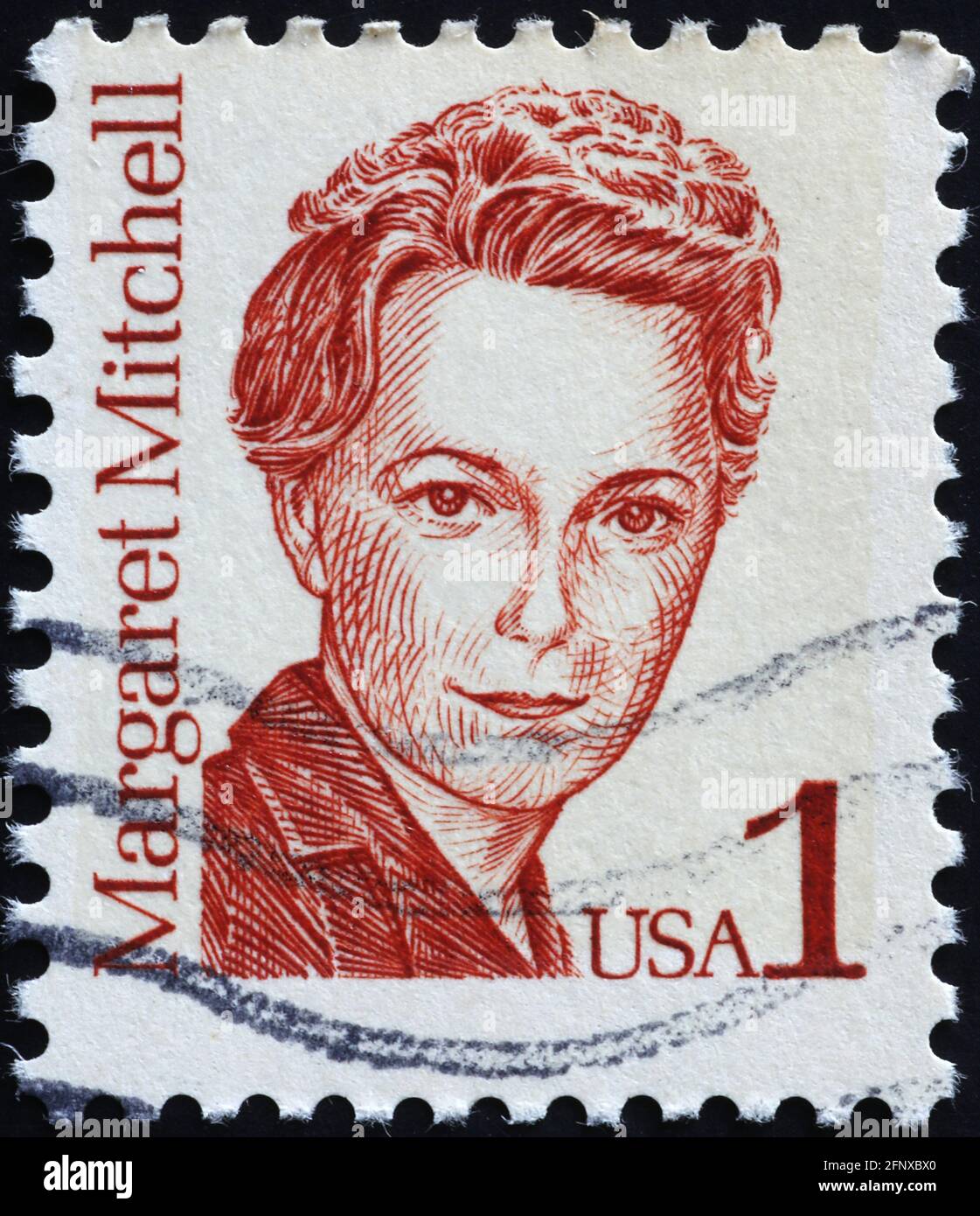 Margaret Mitchell auf einer amerikanischen Vintage-Briefmarke Stockfoto
