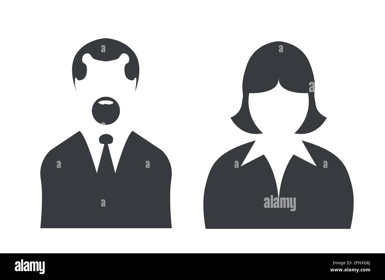 Mann und Frau Avatare gesetzt. Platzhalter für Vektorfotos für soziale Netzwerke, Lebensläufe, Foren und Dating-Sites. Stock Vektor
