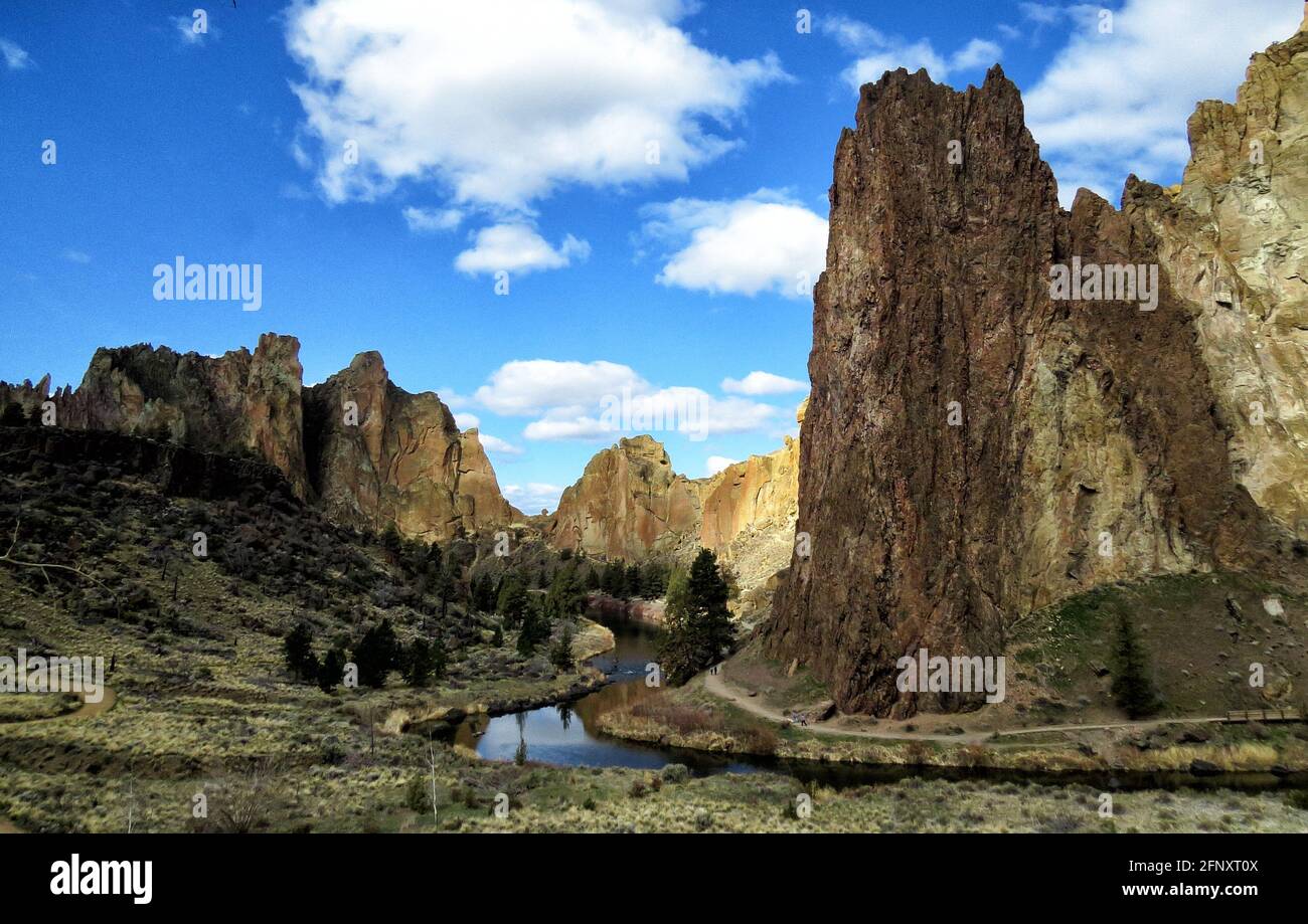 Wandern Im Smith Rock, Oregon Stockfoto