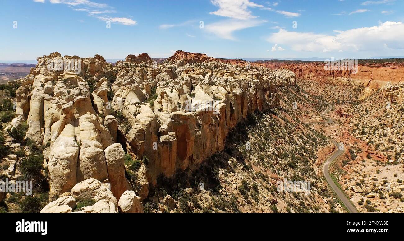 Luftaufnahme der Burr Trail Road von den Circle Cliffs, Grand staicase Escalante National Monument, Utah Stockfoto