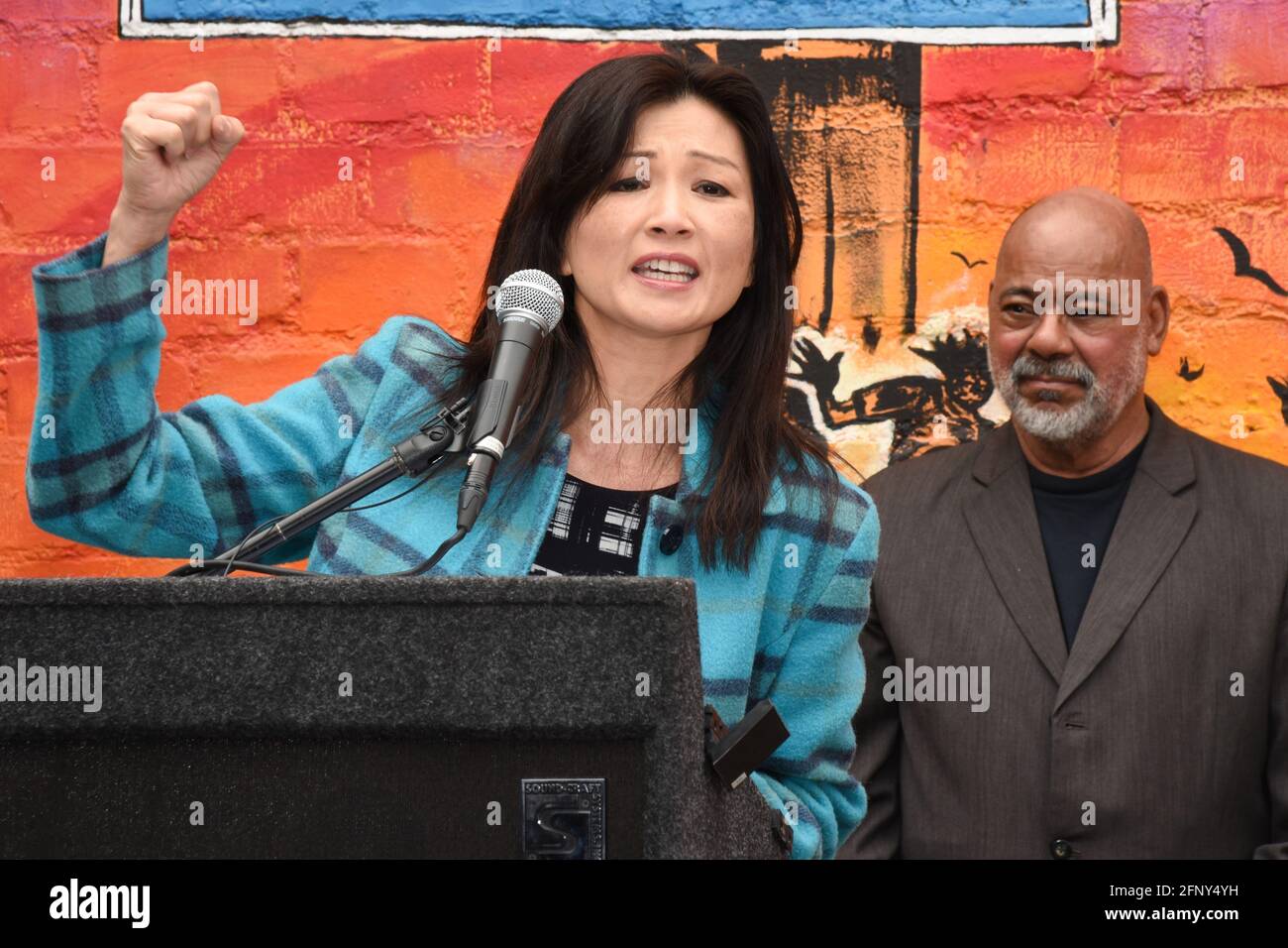 19. Mai 2021: Michelle Krusiec spricht während des Senator Susan Rubio Senatsgesetzes 805 (SB 805) ''Save the Performing Arts Act of 2021''' Pressekonferenz. Bild: Billy Bennight/ZUMA Wire/Alamy Live News Stockfoto