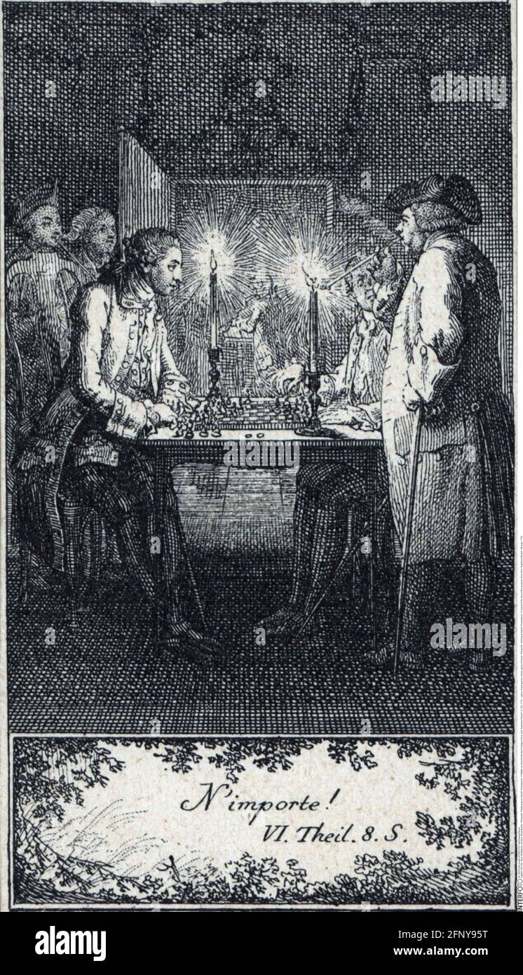Spiel, Brettspiele, Schach, Schachspiel, 'n'importe', Radierung von Daniel Chodowiecki, ADDITIONAL-RIGHTS-CLEARANCE-INFO-NOT-AVAILABLE Stockfoto