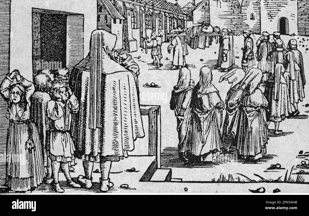 Tod, Beerdigung, 'das Begräbnis des Ehegatten', Holzschnitt, von Hans Burgkmair dem Älteren (1473 - 1531), ZUSÄTZLICHE-RIGHTS-CLEARANCE-INFO-NOT-AVAILABLE Stockfoto