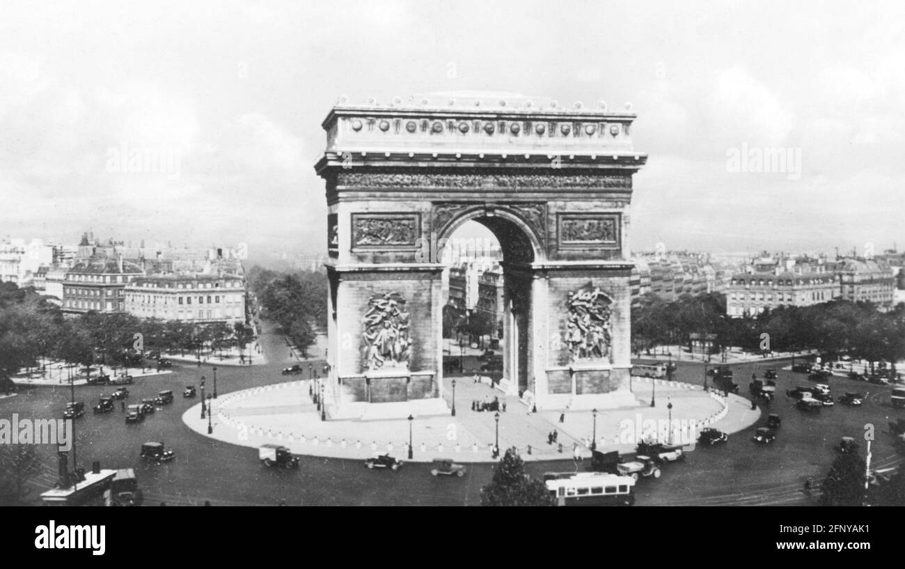 Geographie/Reisen, Frankreich, Paris, Arc de Triomphe, circe 1930, ADDITIONAL-RIGHTS-CLEARANCE-INFO-NOT-AVAILABLE Stockfoto