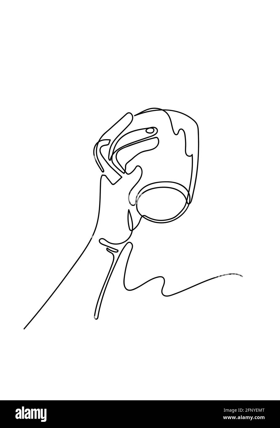 Сontinuous eine Linie Papierbecher Kaffee. Einfache Handzeichnung, Kaffee zu gehen Thema, Linie Kunst Illustration. Stockfoto