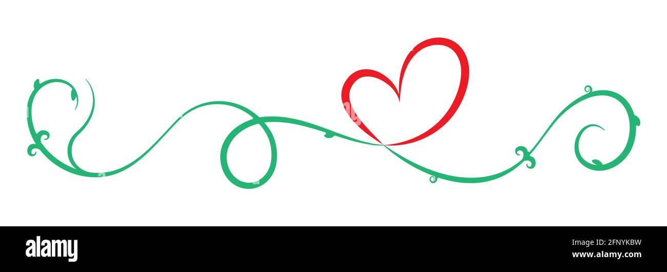 Kalligraphisches Vintage Love Symbol für die Gestaltung von Postkarten, Spruchbändern, Hochzeitsgrüßen und Liebeserklärungen. Flacher Style Stock Vektor