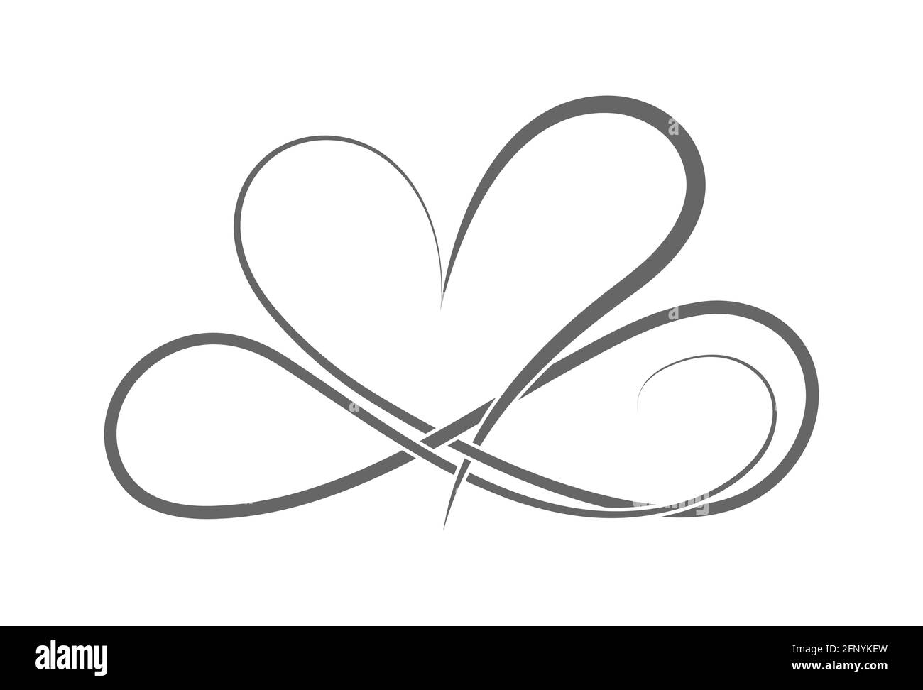Symbol der ewigen Liebe. Das Herz und das Unendlichkeitszeichen. Kalligraphie Illustration für kreative Gestaltung der Liebeserklärung, Valentinstag, Hochzeit. F Stock Vektor