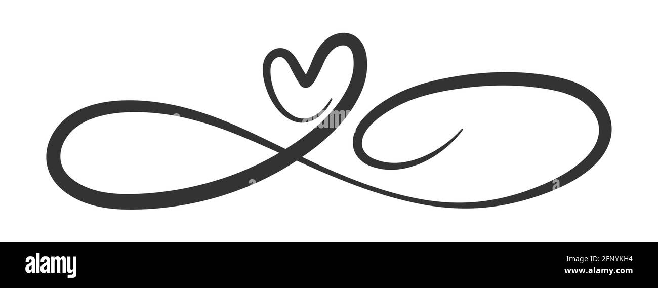 Symbol der ewigen Liebe. Das Herz und das Unendlichkeitszeichen. Kalligraphie Illustration für kreative Gestaltung der Liebeserklärung, Valentinstag, Hochzeit. F Stock Vektor