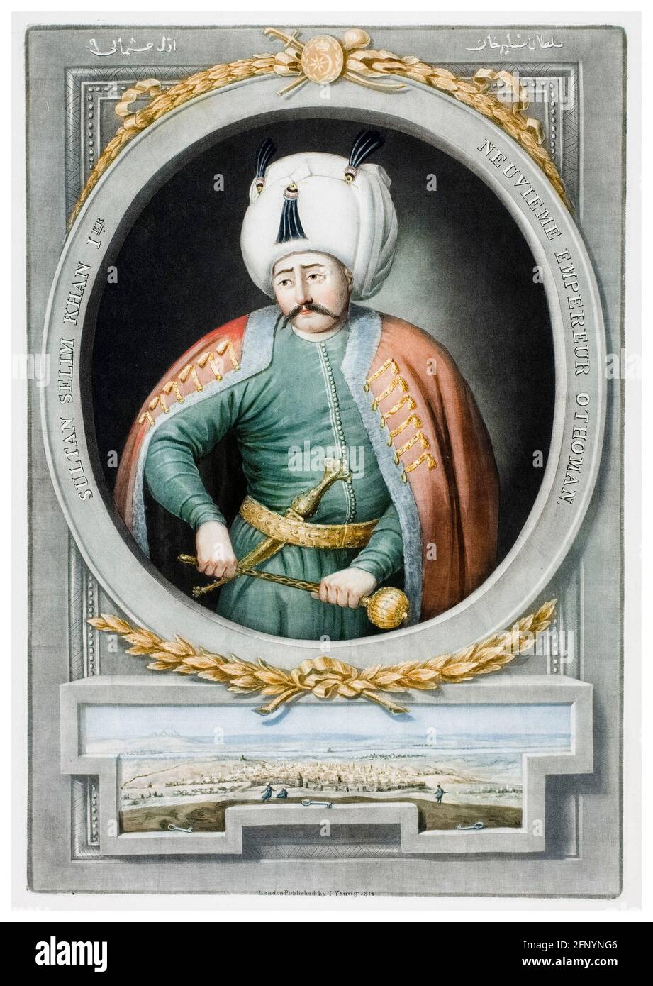 Selim I. von der Türkei (1470-1520), Neunter Sultan des Osmanischen Reiches (1512-1520), Porträtstich von John Young, 1815 Stockfoto