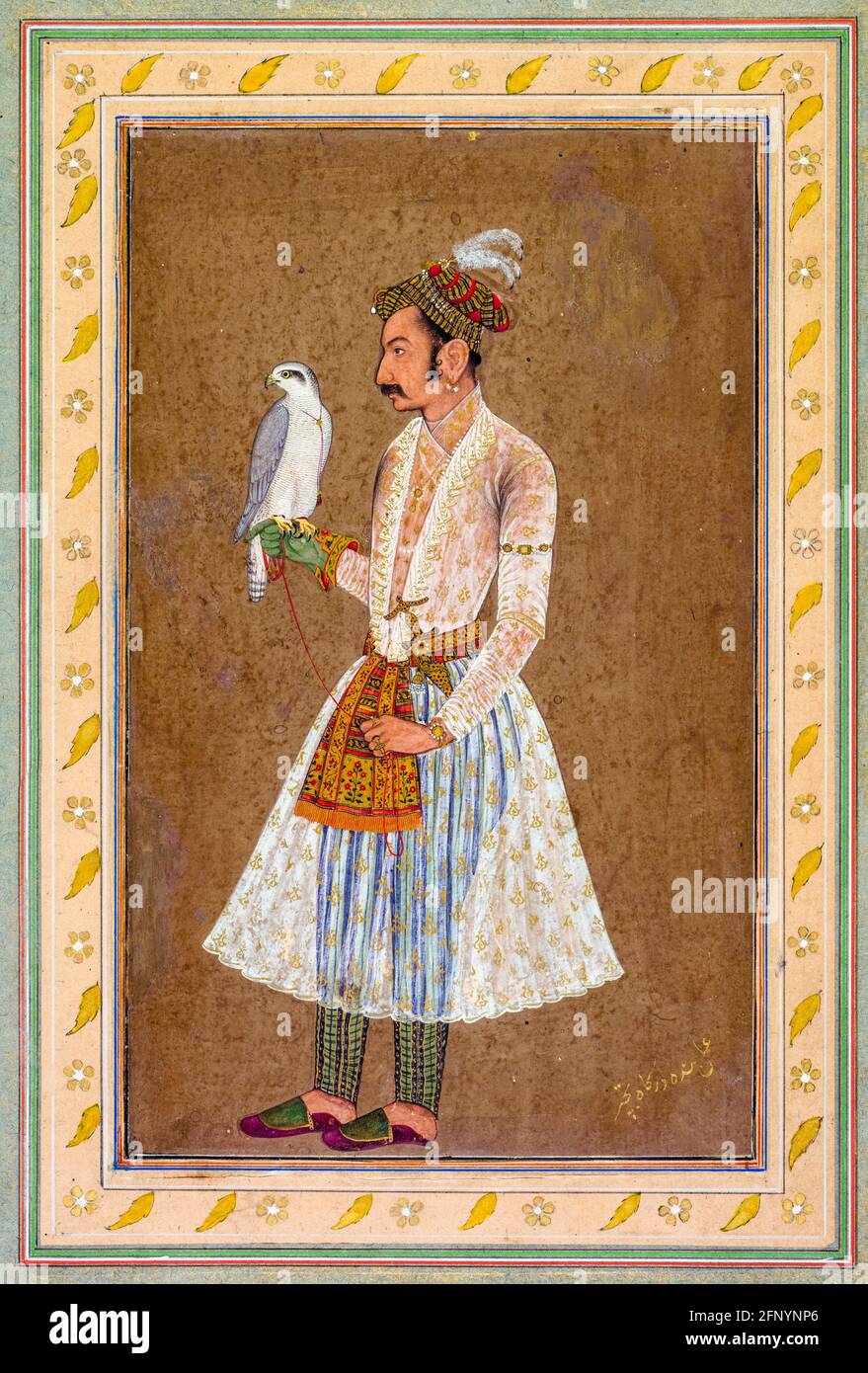 Raja Jagat Singh Pathania, Himalaya-König des Fürstentums Nurpur-Mau-Paithan von 1618–1646, Porträtmalerei von Bichitr, um 1619 Stockfoto