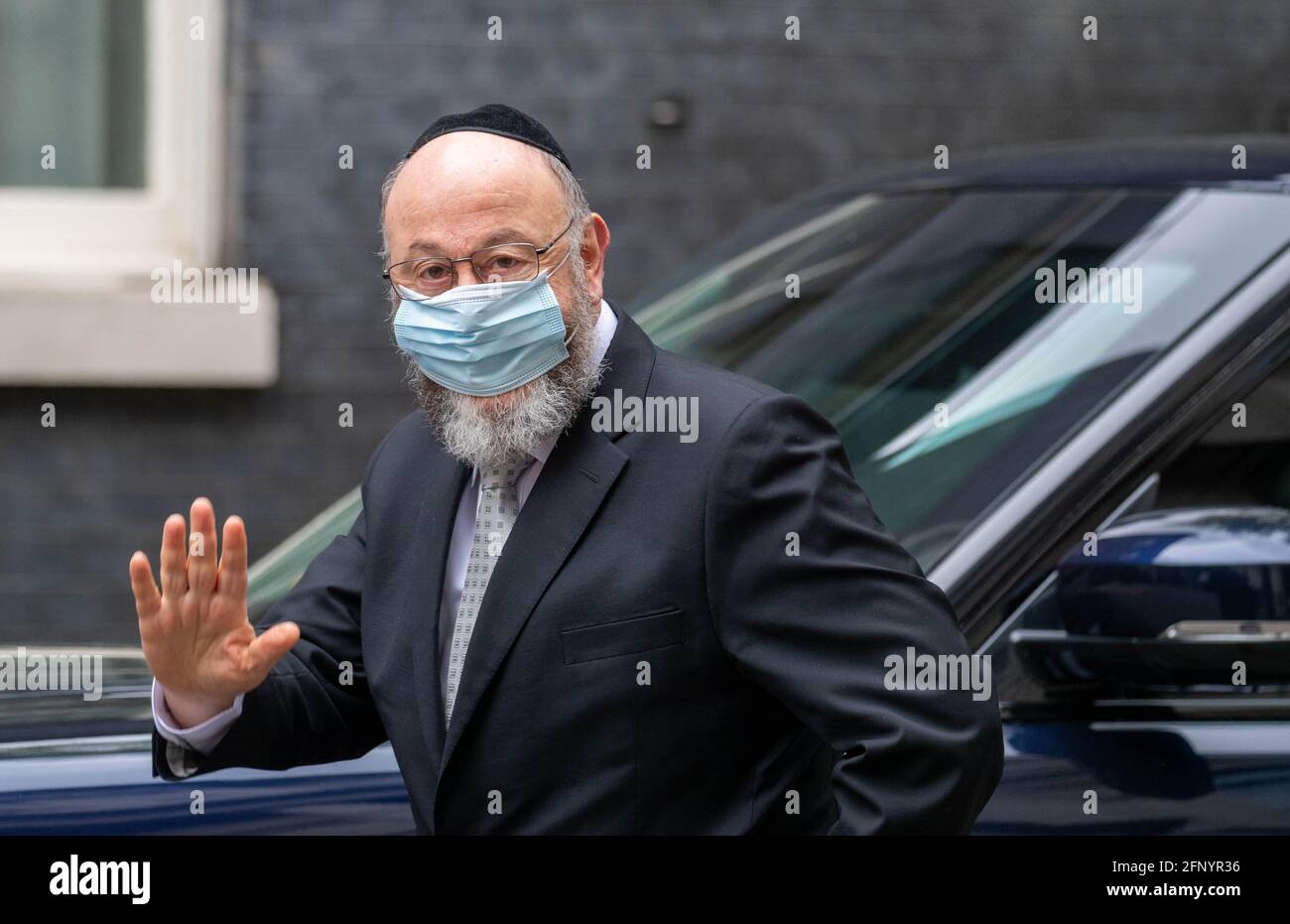 London, Großbritannien. Mai 2021. Oberrabbiner Ephraim Mirvis kommt in der Downing Street zu einem Treffen mit Boris Johnson, MP Premierminister Kredit: Ian Davidson/Alamy Live News Stockfoto