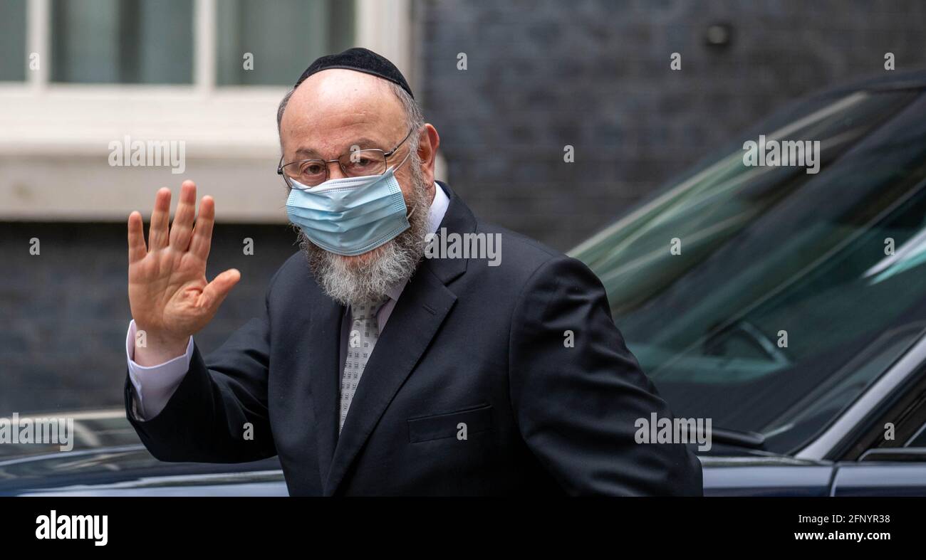 London, Großbritannien. Mai 2021. Oberrabbiner Ephraim Mirvis kommt in der Downing Street zu einem Treffen mit Boris Johnson, MP Premierminister Kredit: Ian Davidson/Alamy Live News Stockfoto