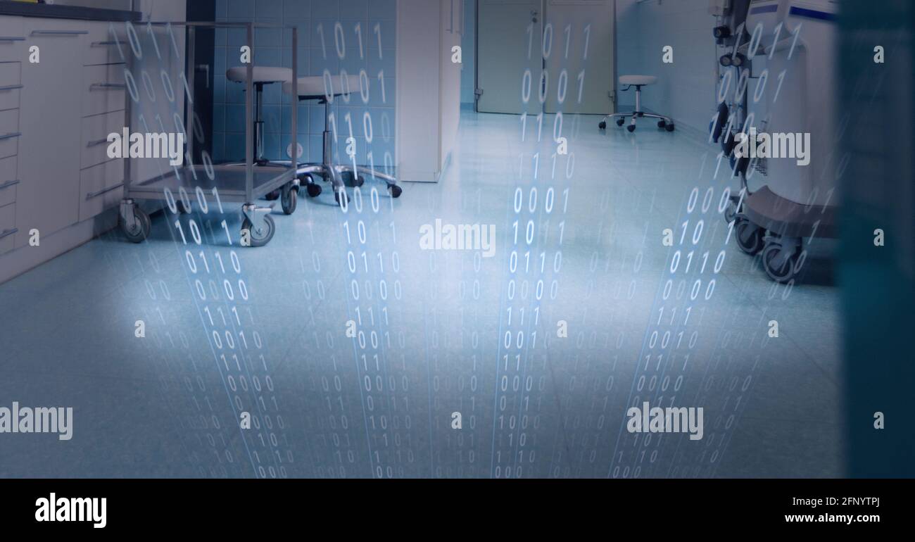 Zusammensetzung der binären Codierungsverarbeitung im Labor Stockfoto