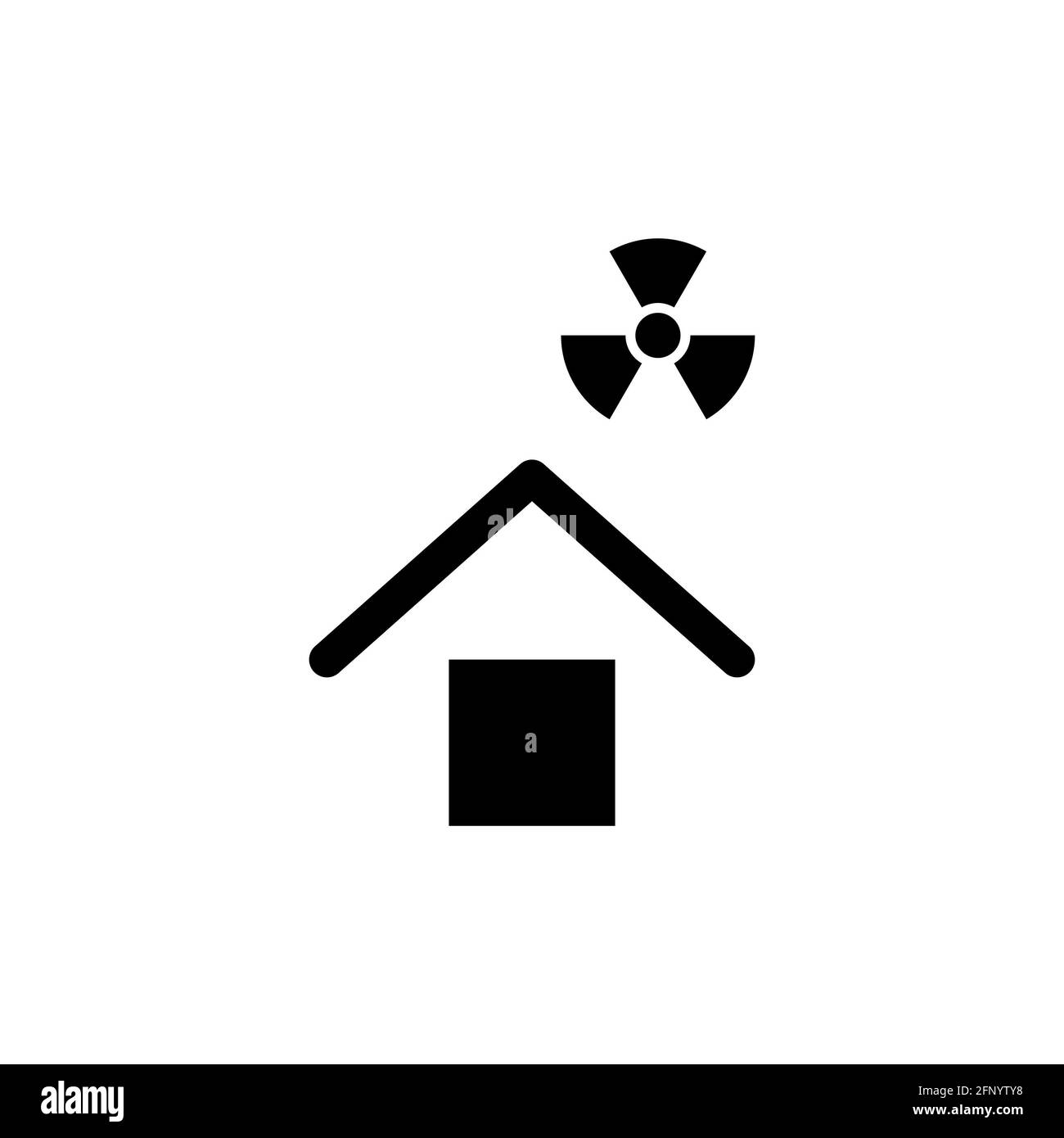 Strahlungssymbol, Strahlungssymbol auf weißem Hintergrund. Abbildung. Stockfoto