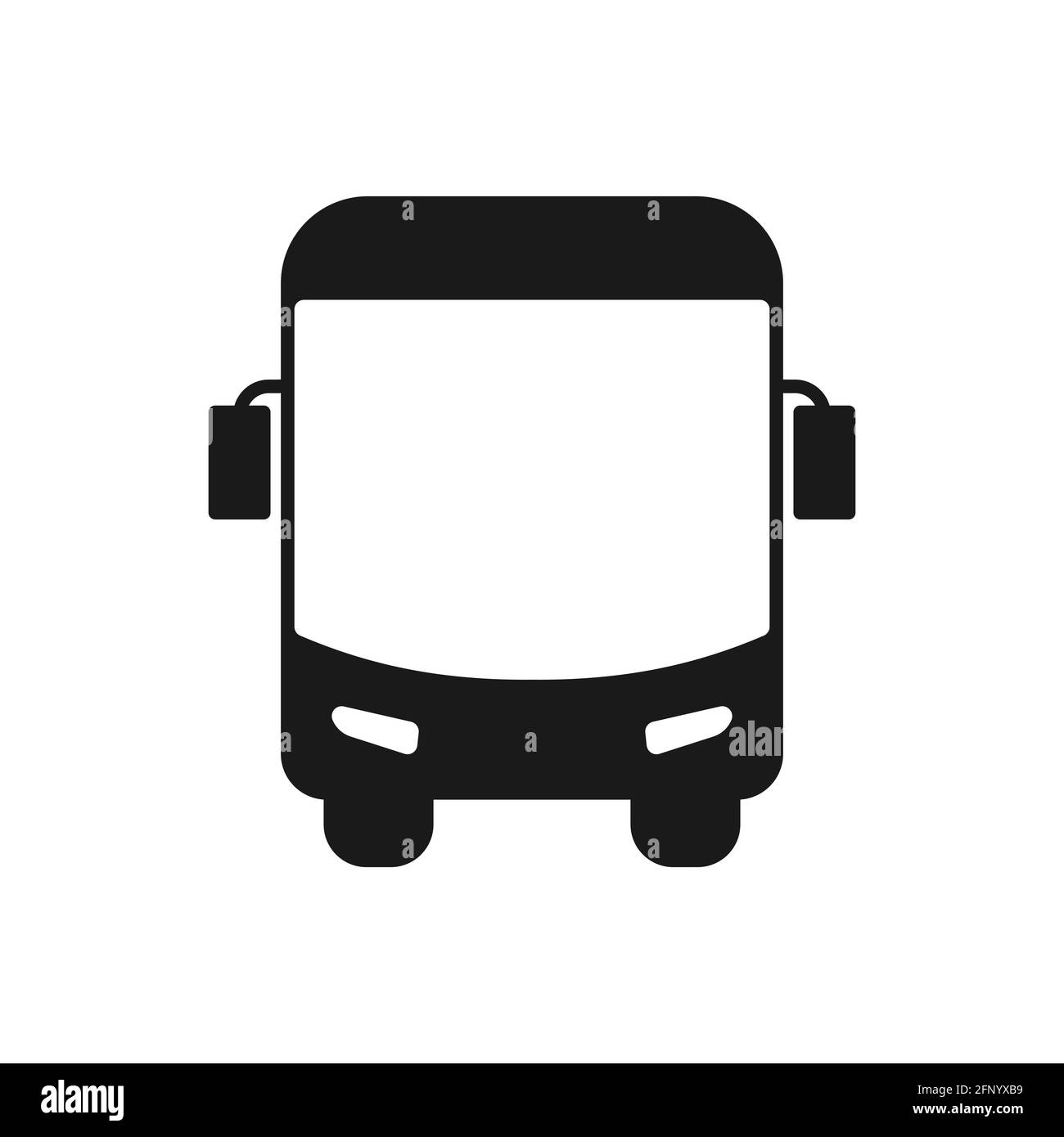 Bussymbol. Symbol für öffentliche Verkehrsmittel. Vektor-Illustration in flachem trendigen Stil isoliert auf weiß. Silhouette des Automobils Stock Vektor