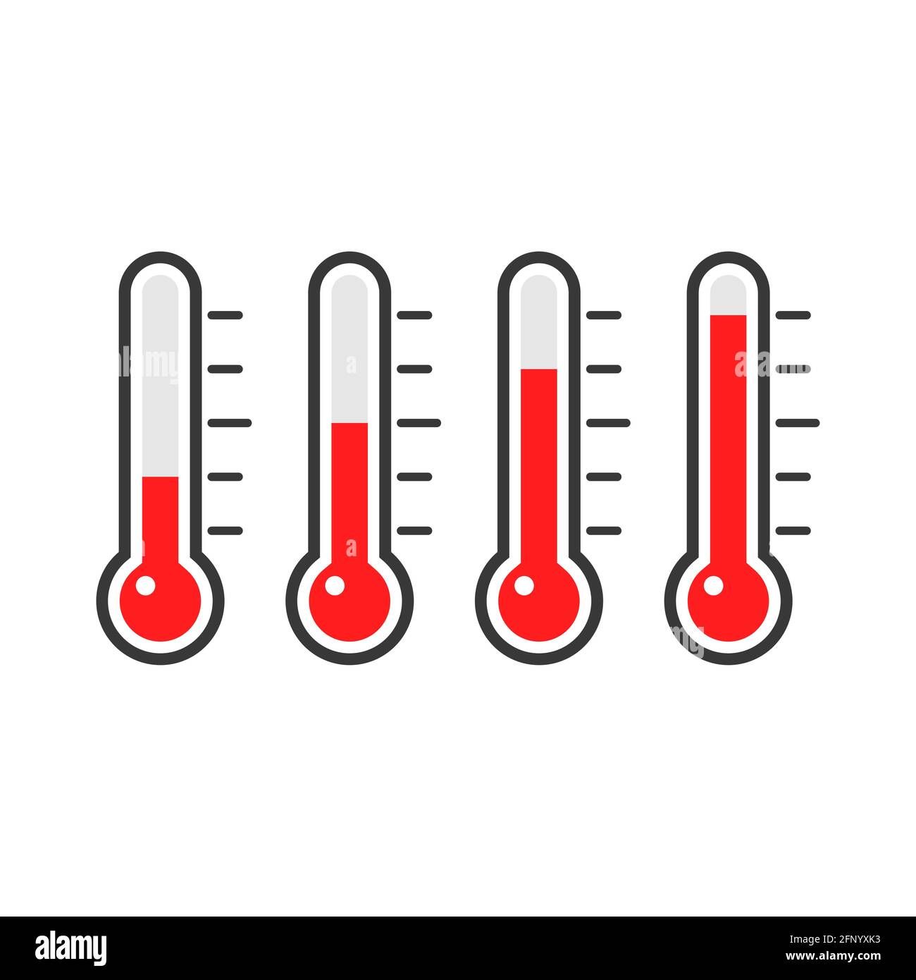 Symbol für Thermometer eingestellt. Messgerät. Wetterthermometer mit rotem  Quecksilber. Medizinisches Gerät mit unterschiedlicher Temperatur  Stock-Vektorgrafik - Alamy