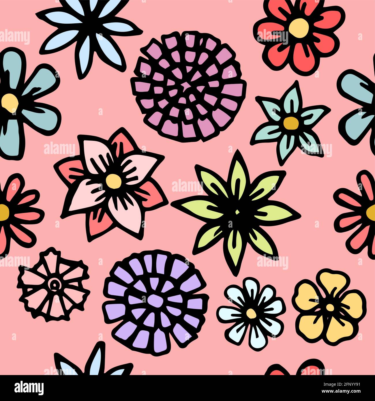 Blumen. Nahtlose Illustration. Cartoon-Stil Skizze der Wiese. Hand skizzieren Zeichnung Pflanzen. vektor Stock Vektor