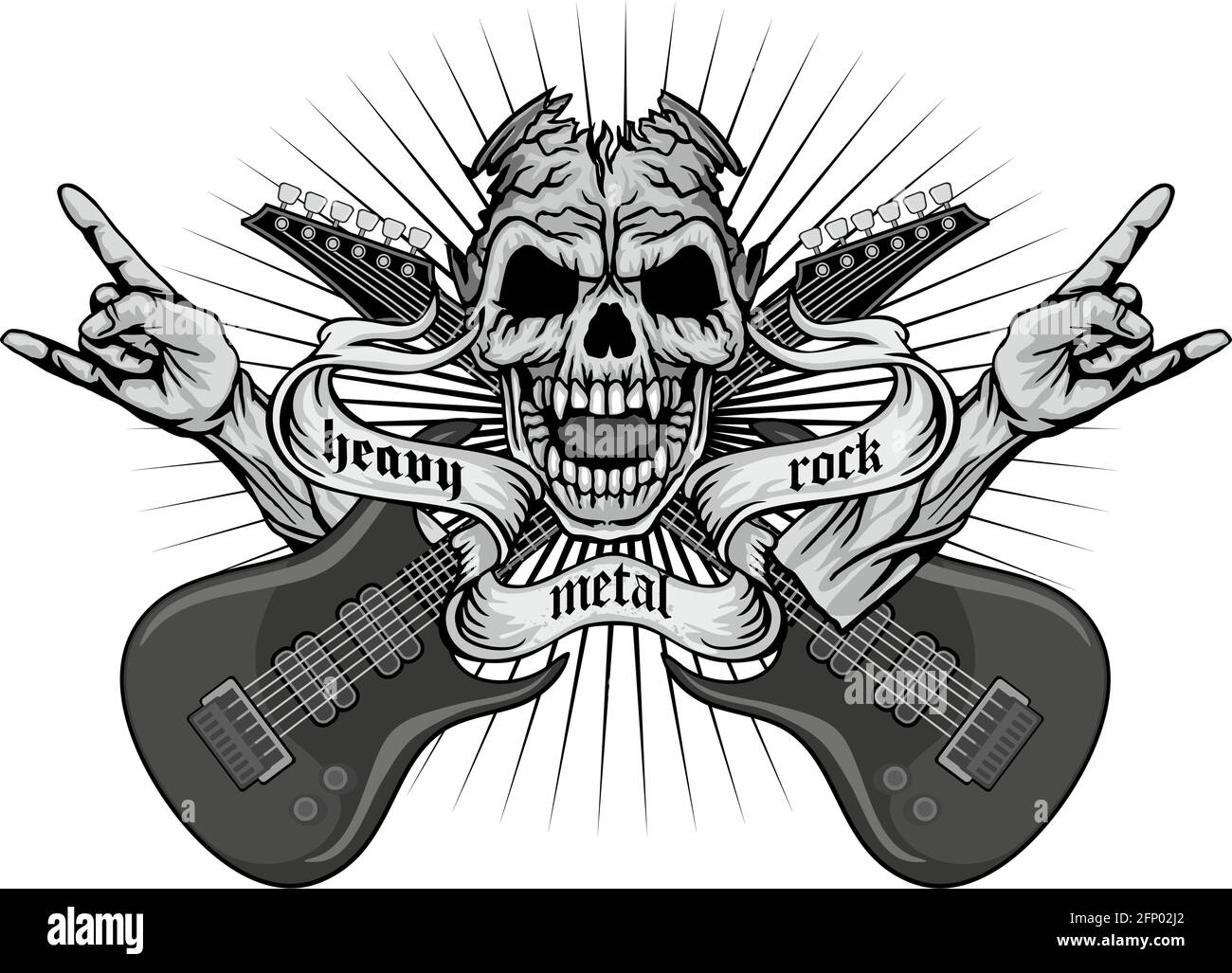 Skelette Rockband Skelett Und Gitarre Toter Mann Und Trommel Skelett  Stock-Vektorgrafik von ©popaukropa 650016782