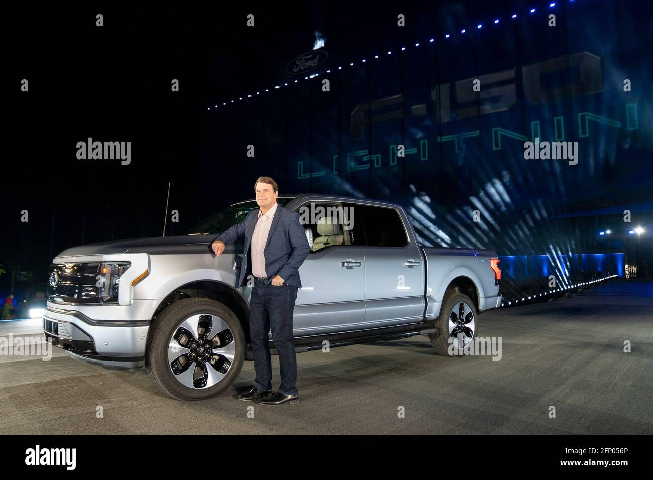Dearborn Usa Mai 2021 Jim Farley Ceo Der Ford Motor Company Spricht Bei Einer Veranstaltung Zur Einfuhrung Des Neuen Vollelektrischen Pickups F 150 Lightning Am 19 Mai 2021 Im Ford World Headquarters In