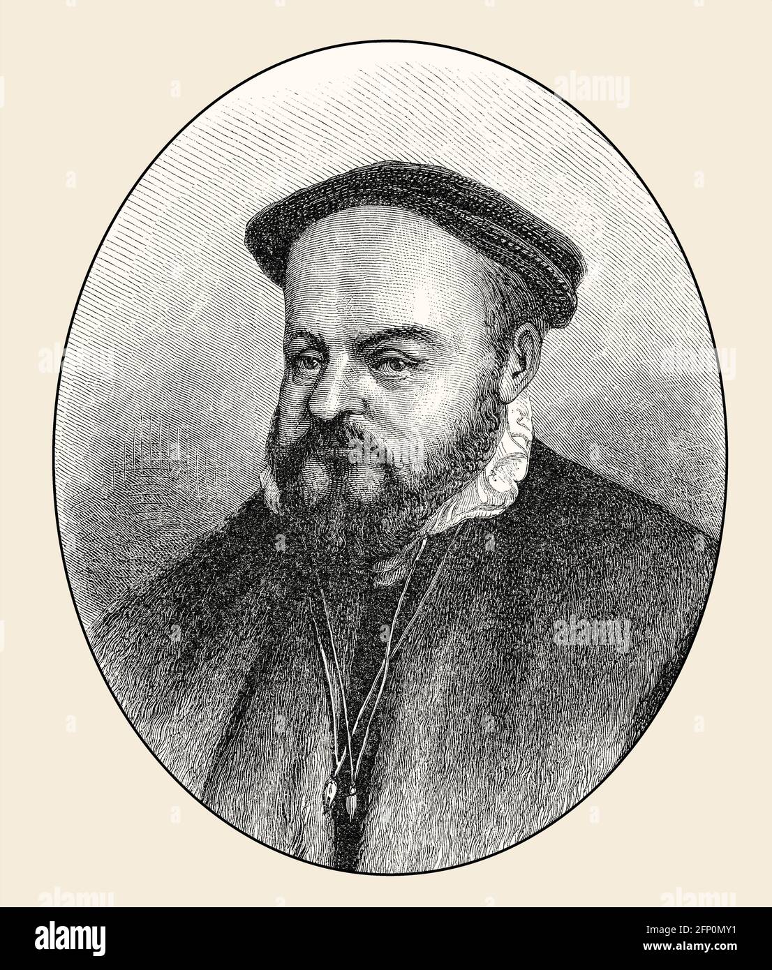 Porträt von Gottfried Goetz von Berlichingen zu Hornberg; 1480 - 1562; ein fränkischer Reichsritter Stockfoto