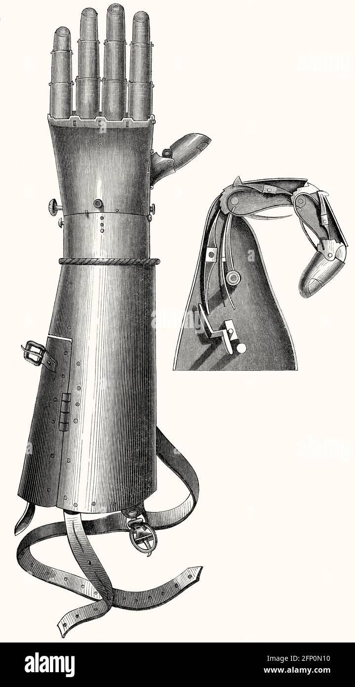 Die eiserne Hand von Gottfried Goetz von Berlichingen zu Hornberg; 1480 - 1562; ein fränkischer Reichsritter Stockfoto