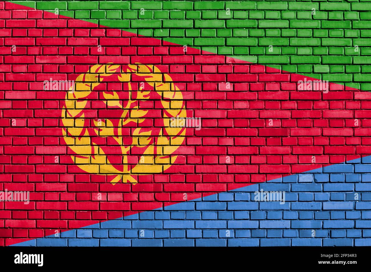 Flagge von Eritrea auf Mauer gemalt Stockfoto