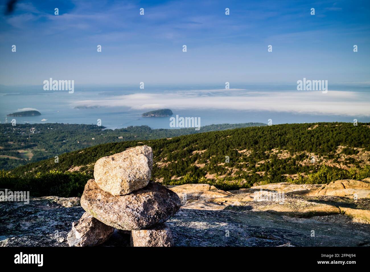 Stapeln Steine in Acadia National Park, Maine Stockfoto