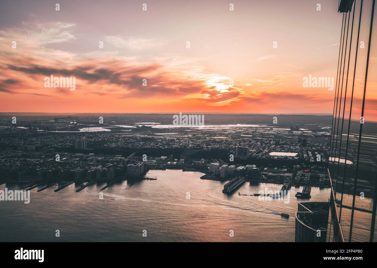 Sonnenuntergang New Jersey usa Gebäude Reflexionen Sonne Sommer Stockfoto