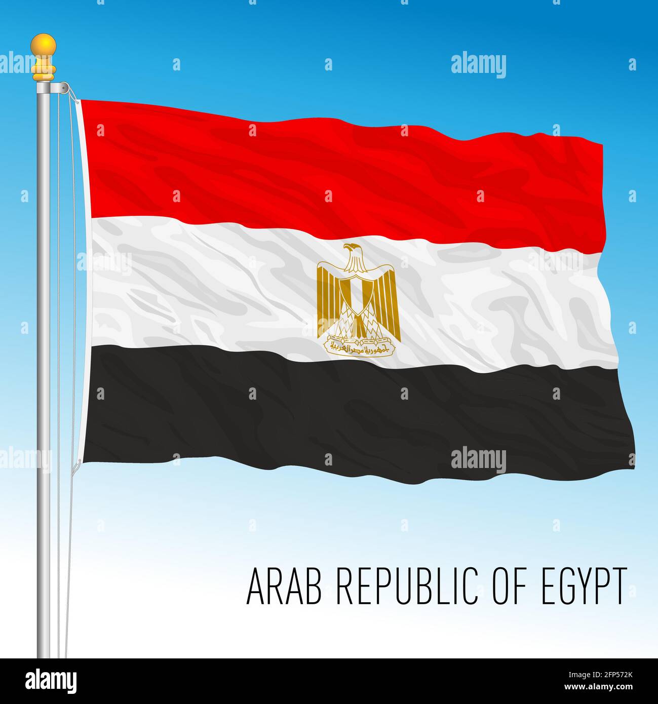 Ägypten offizielle Nationalflagge, afrikanisches Land, Vektorgrafik Stock Vektor