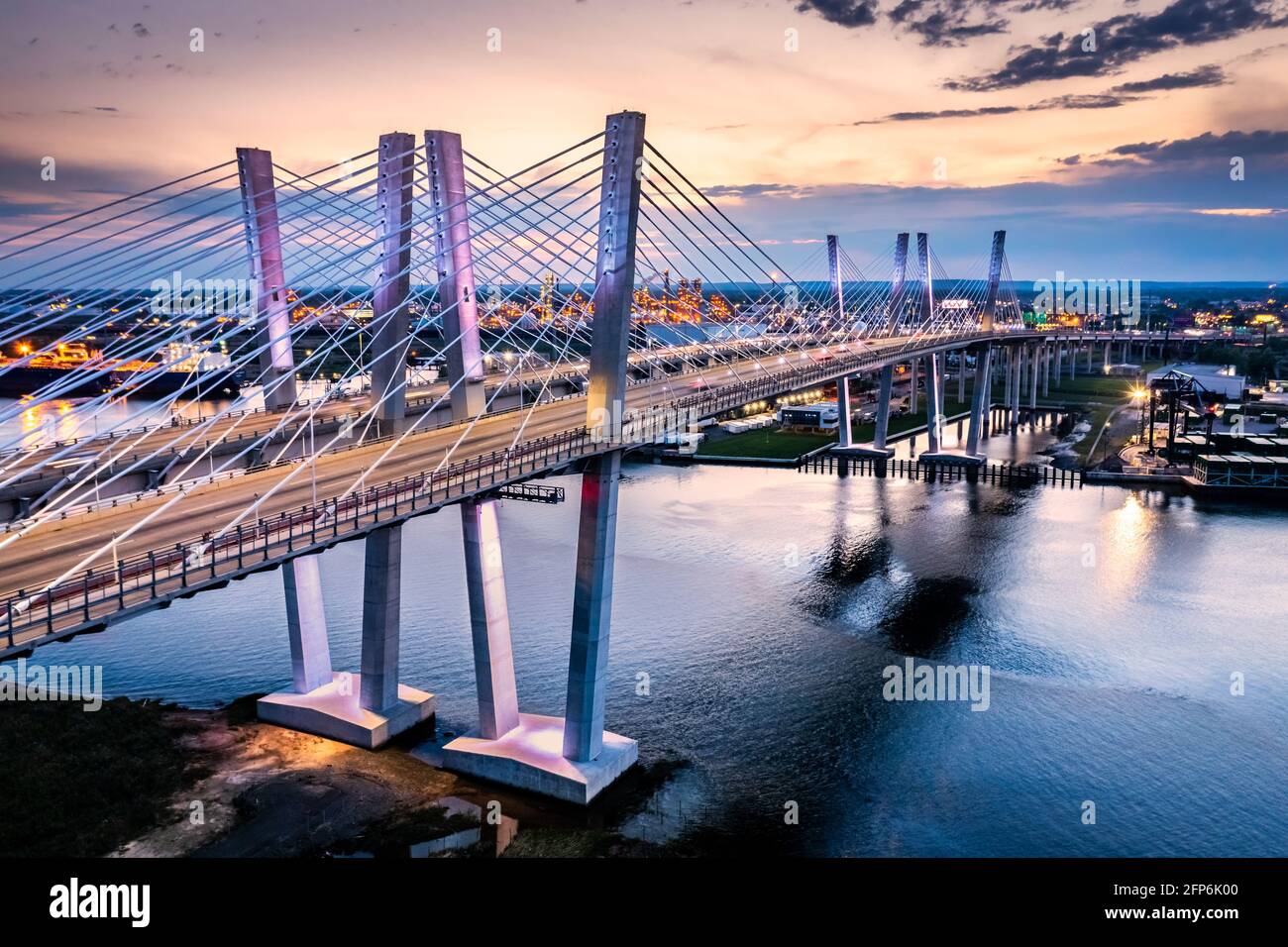 Luftaufnahme der New Goethals Bridge Stockfoto