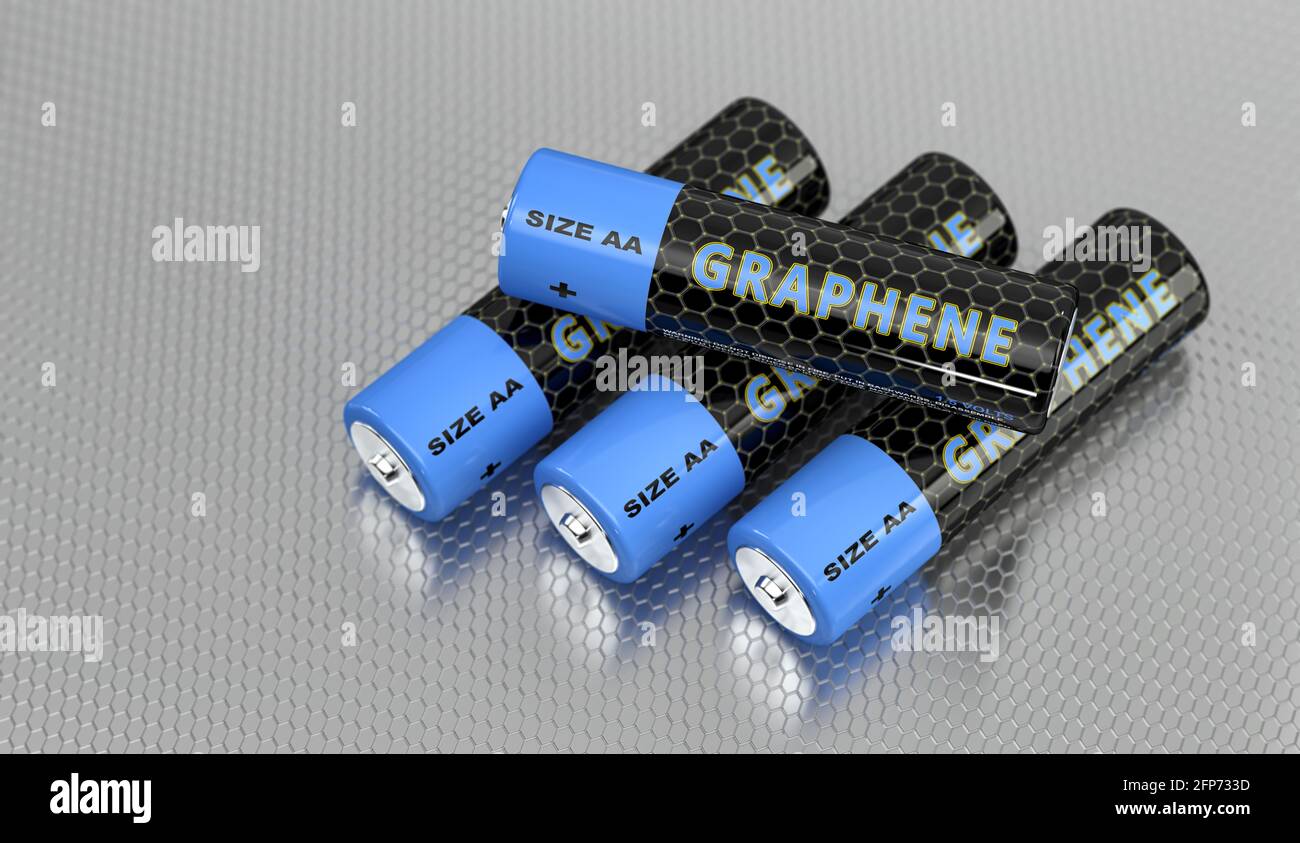 Generische Graphenbatterien. 3D-Rendering Stockfoto