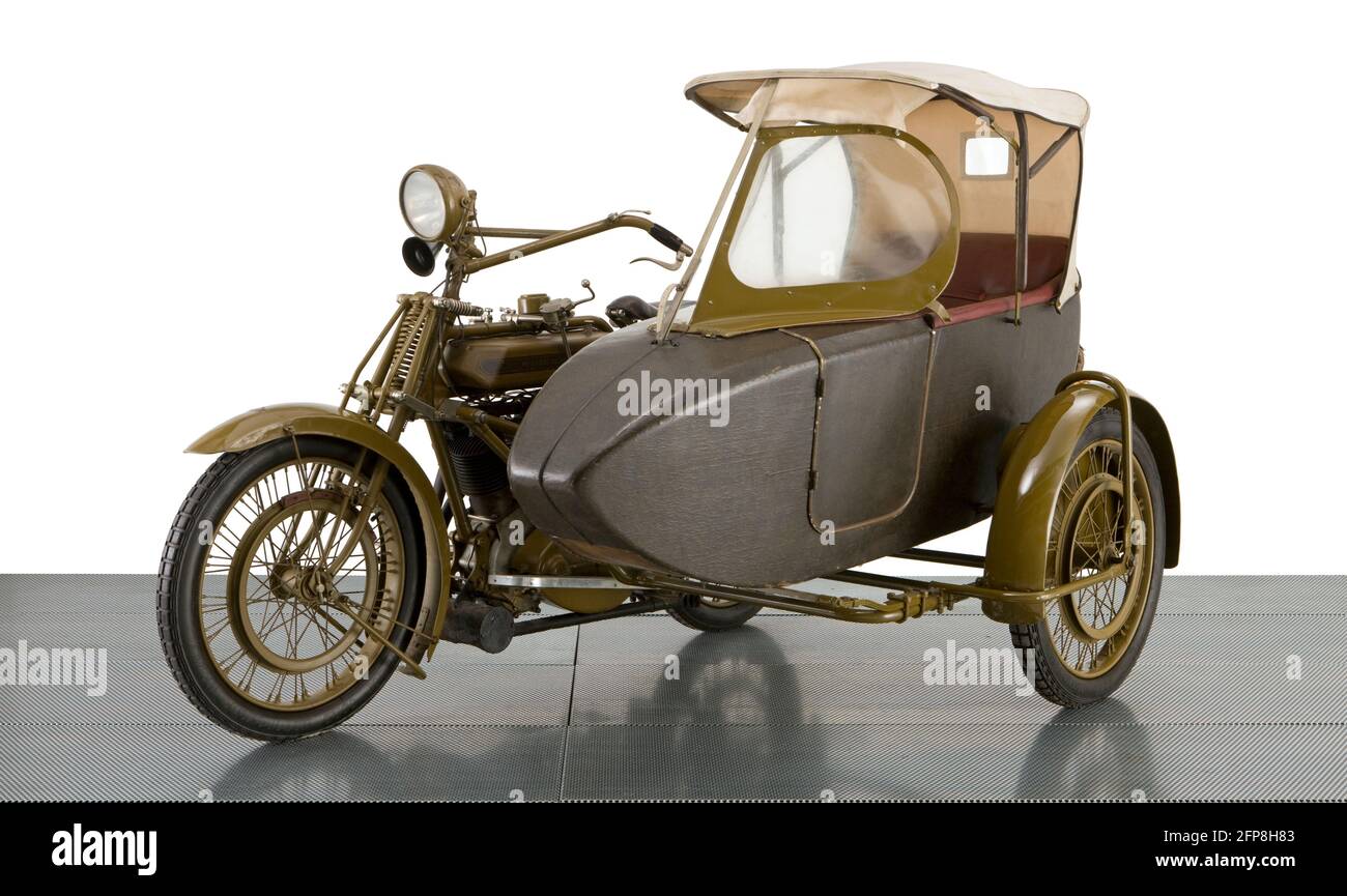 1915 Motosacoche 996 ccm Motorradkombination (Beiwagen) Stockfoto