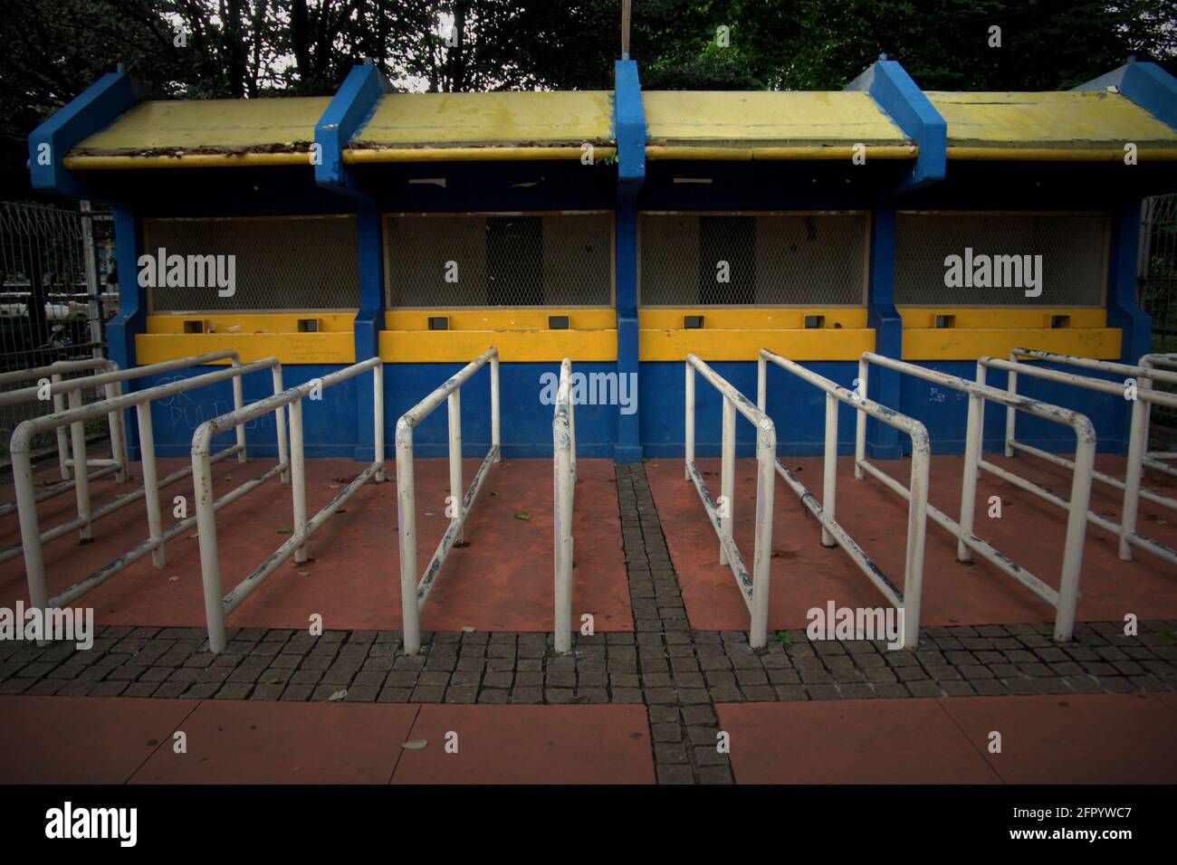 Ein Ticketschalter am Gelora Bung Karno (Senayan Sports Complex) in Jakarta, Indonesien. Stockfoto