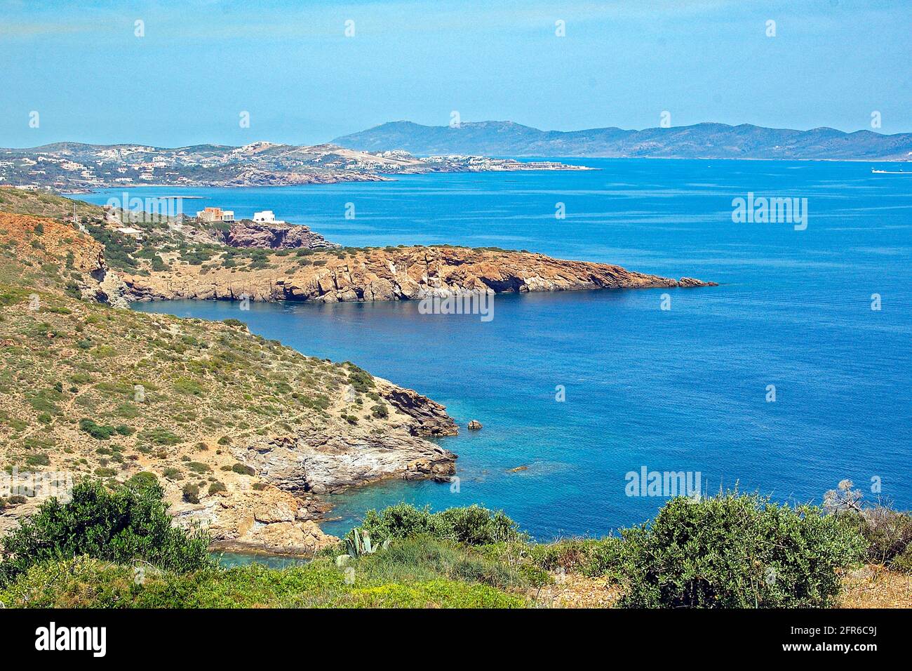 Blick nach Norden vom Tempel von Poseidon, Griechenland Stockfoto