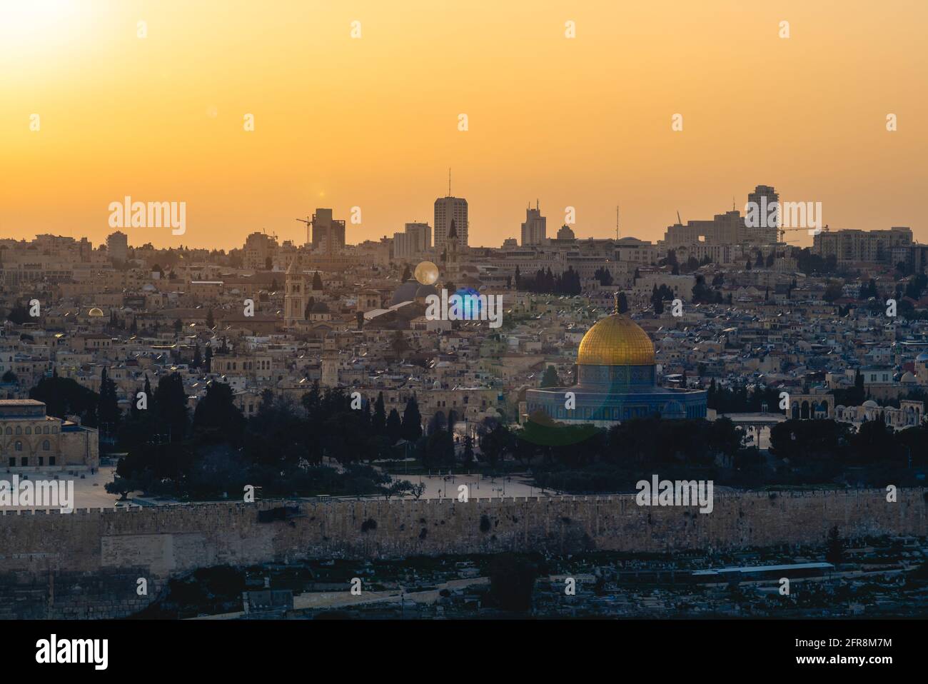 Kuppel des Felsens und der Altstadt von jerusalem in israel Stockfoto