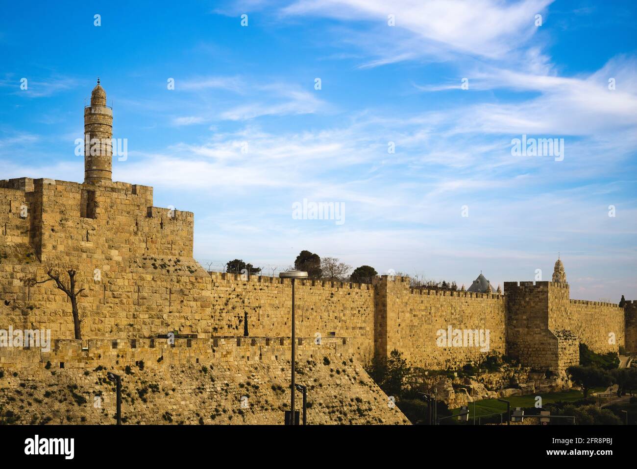 Turm Davids und die Stadtmauer in Jerusalem Israel Stockfoto