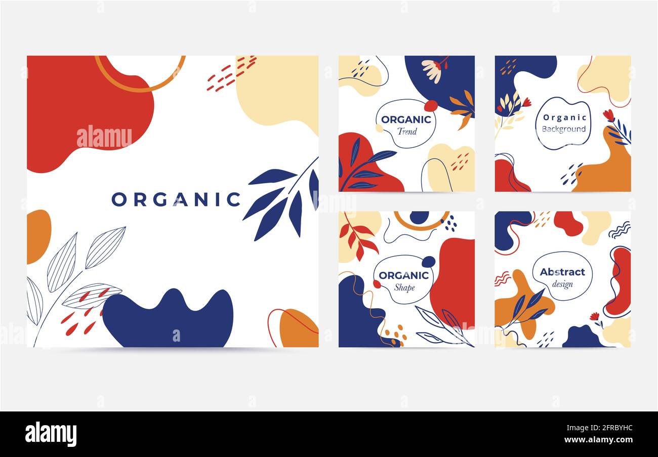 Kollektion mit organischen Formen. Minimale Abdeckung und Hintergrund. Social-Media-Post und Vorlage mit organischer Form. Abstraktes Design. Von Hand gezeichnet. Vektor illustrr Stockfoto