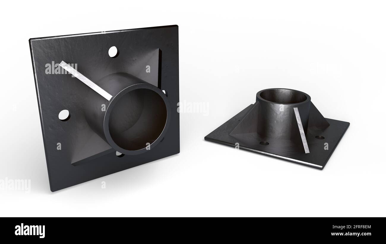 Tops für Schraubfundamente, isoliertes Konzept, industrielle 3D-Illustration Stockfoto