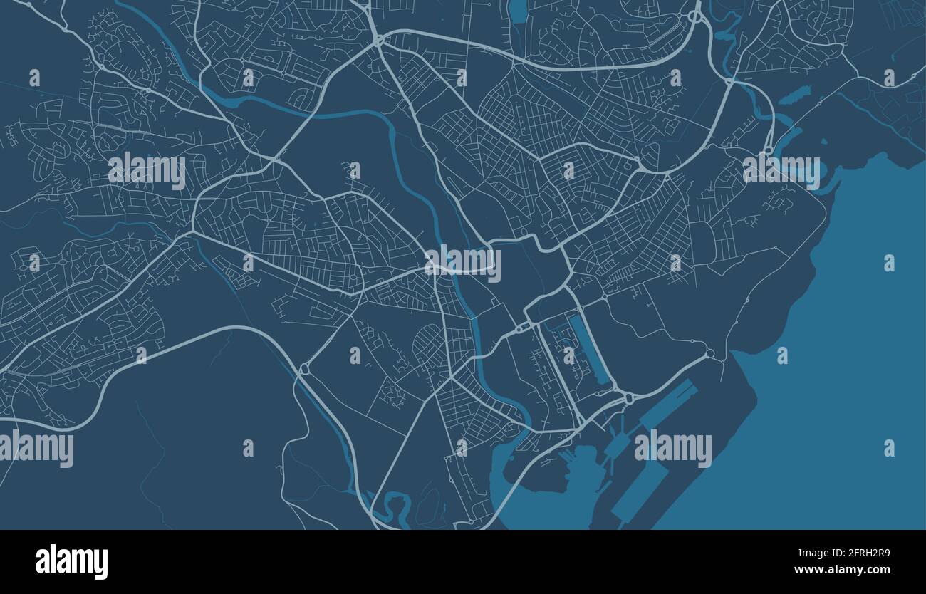 Detaillierte Karte des Verwaltungsgebiets der Stadt Cardiff. Lizenzfreie Vektorgrafik. Stadtbild-Panorama. Dekorative Grafik Touristenkarte von Cardiff terr Stock Vektor