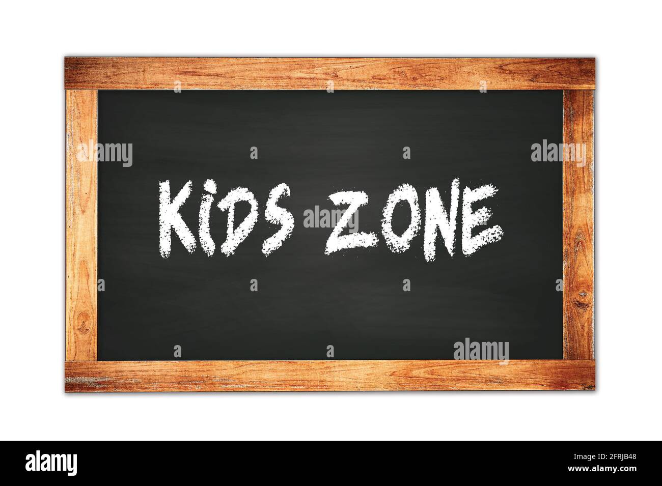 KINDER ZONE Text auf schwarzem Holzrahmen Schule Tafel geschrieben. Stockfoto