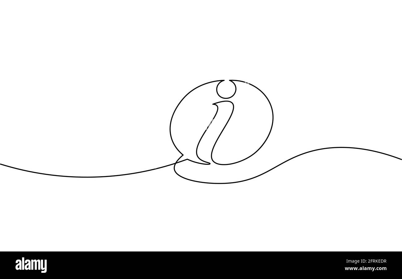 Information Symbol eine kontinuierliche Linie Kunst. Eine Linie Tourismus Assistance Service Desk informieren Design. Einstellungen für soziale Medien markieren Hilfevektor für die Unterstützung Stock Vektor