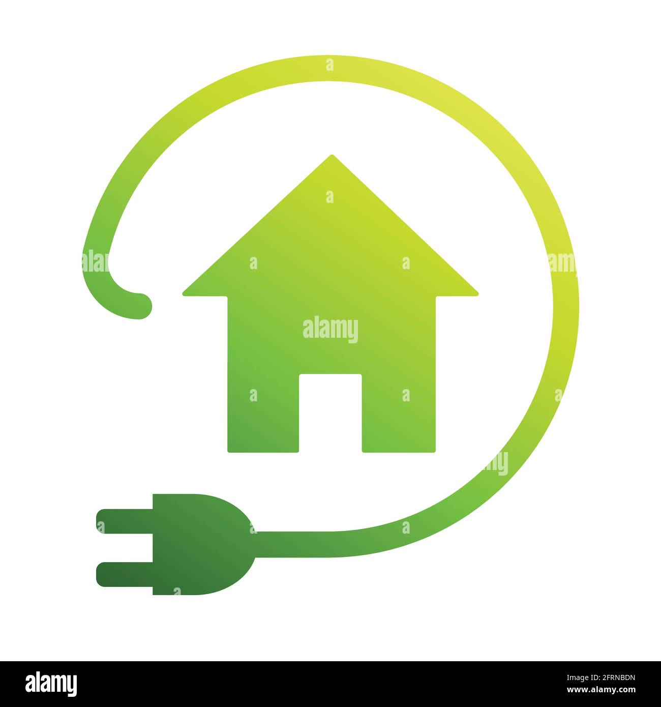 Symbolvektor für Öko-Haus. Grünes Haus mit Elektrosteckschild, Strom- und Ökostrom-Konzept für Grafikdesign, Logo, Website, Social Media, Mob Stock Vektor
