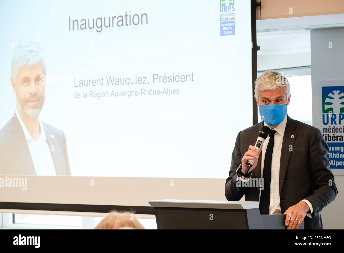 Lyon (Frankreich), 20. Mai 2021. Laurent Wauquiez, Präsident der Region Auvergne-Rhône-Alpes, war bei der Einweihung der neuen Räumlichkeiten von Th anwesend Stockfoto