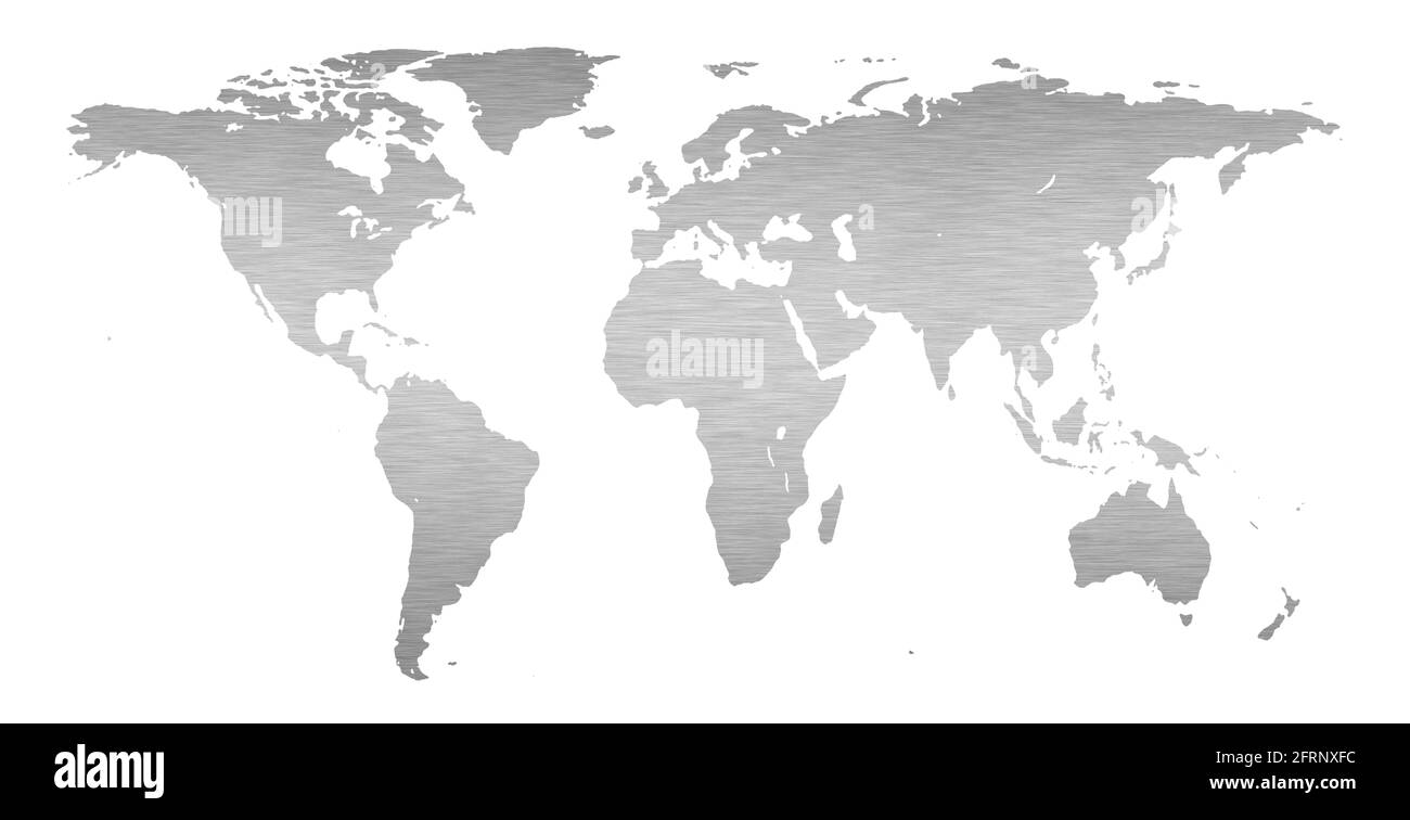 Erdweltkarte mit gebürsteter Metallstruktur Stockfoto