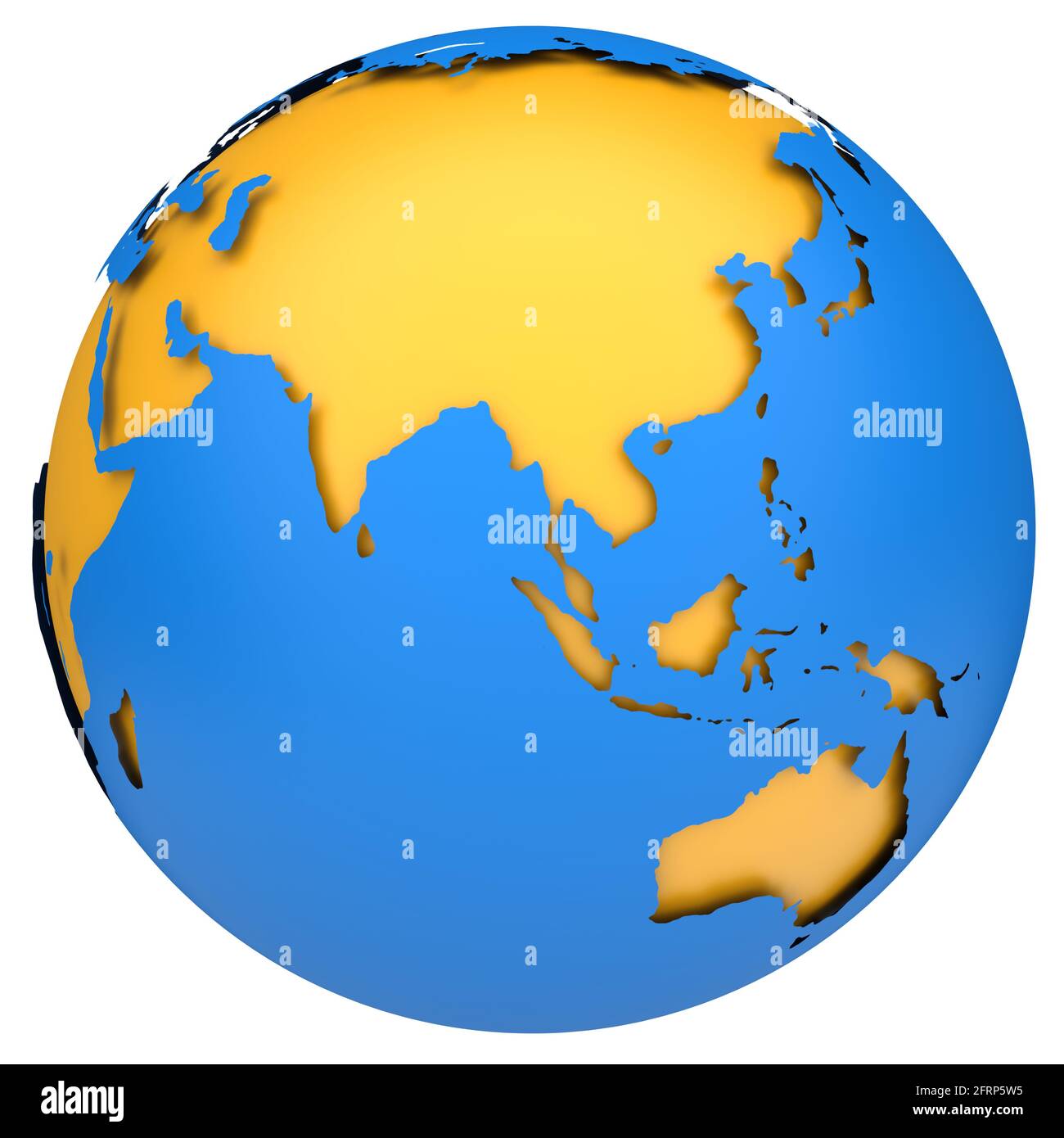 3D-Modell der Erdkugel. Seite von Asien, Australien und Indonesien. Stockfoto