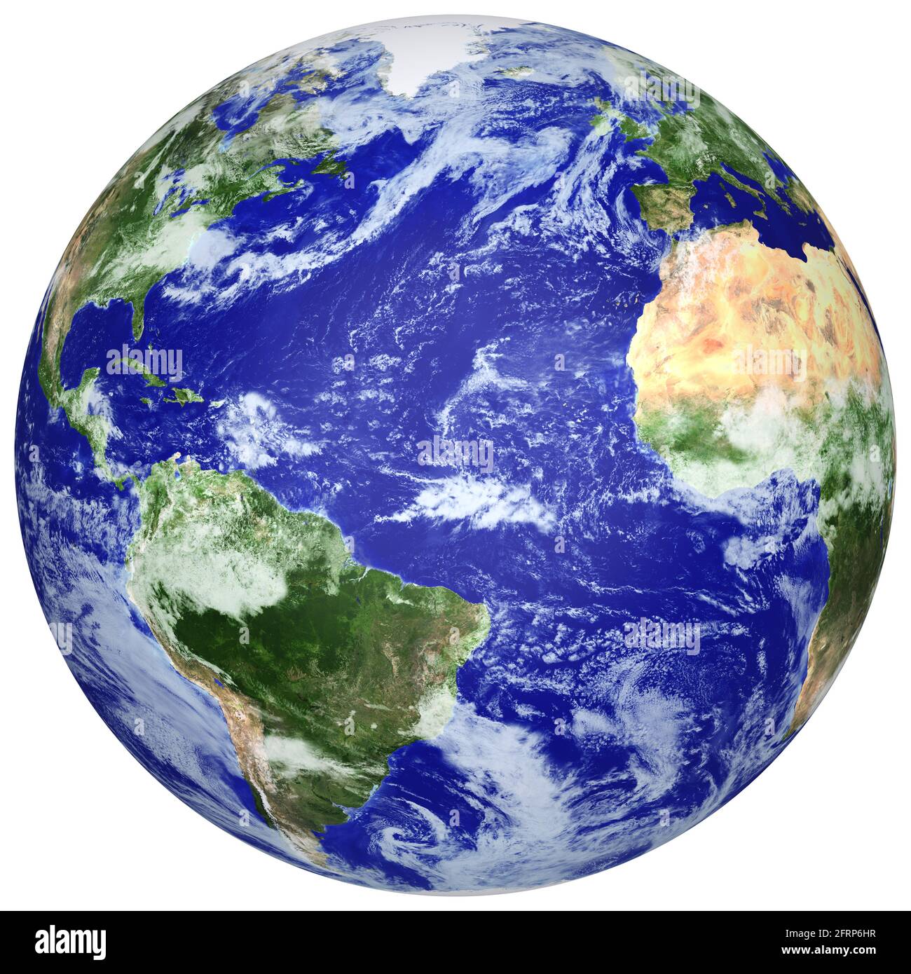 Wolkenkarte für Erdglobus. Seite des Atlantischen Ozeans. Die Erdstruktur dieses Bildes, die von der NASA eingerichtet wurde. (http://visibleearth.nasa.gov/view.php?id=57735) Stockfoto