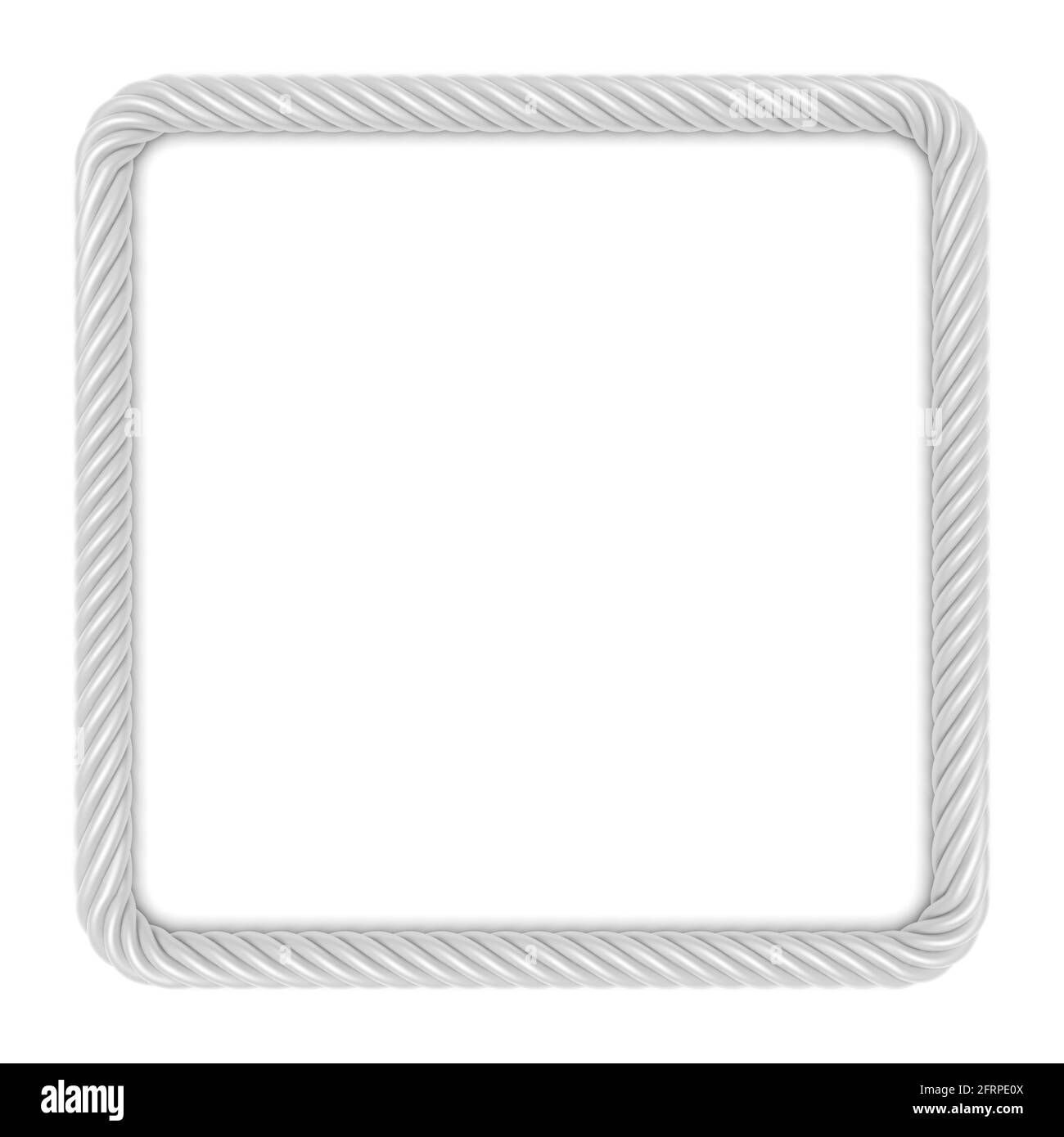 Quadratischer Rahmen aus weißem Seil. 3d-Bild Stockfoto