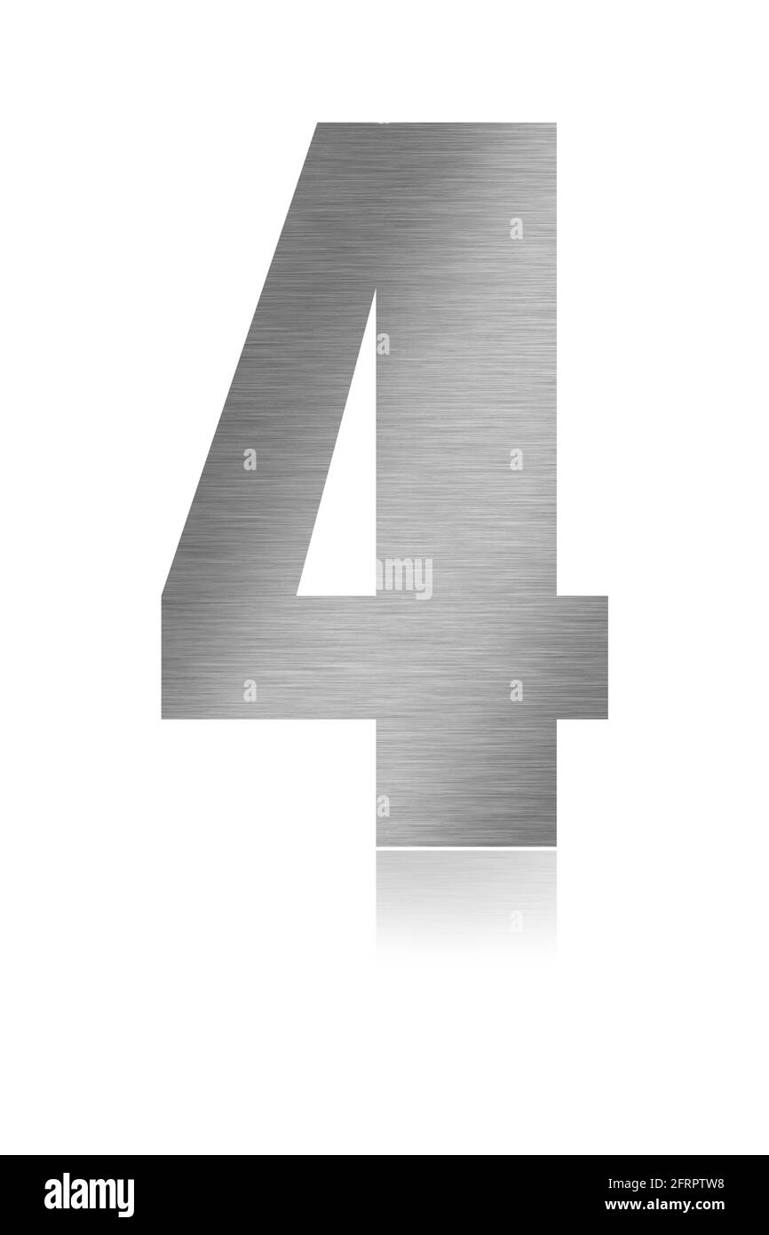 Figur aus gebürstetem Metall. Nummer 4 Stockfoto